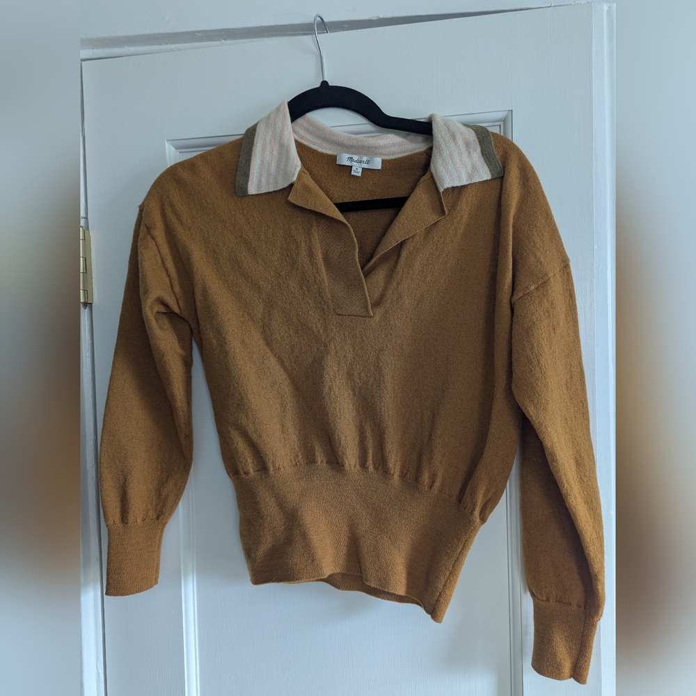 Madewell Brown V-Neck Merino Wool Sweater